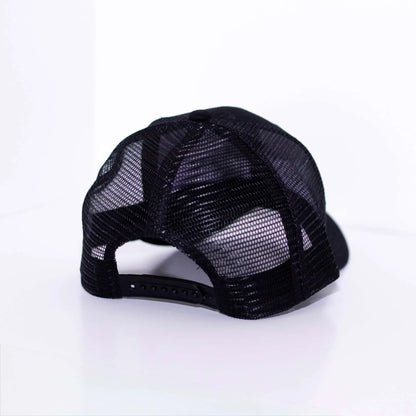 Raising a Gentleman - Boy Mom Hat in black with mesh back, perfect for moms raising boys. Back of hat.