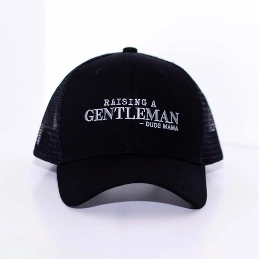 Black Raising a Gentleman - Boy Mom Hat for moms celebrating their roles while raising boys.