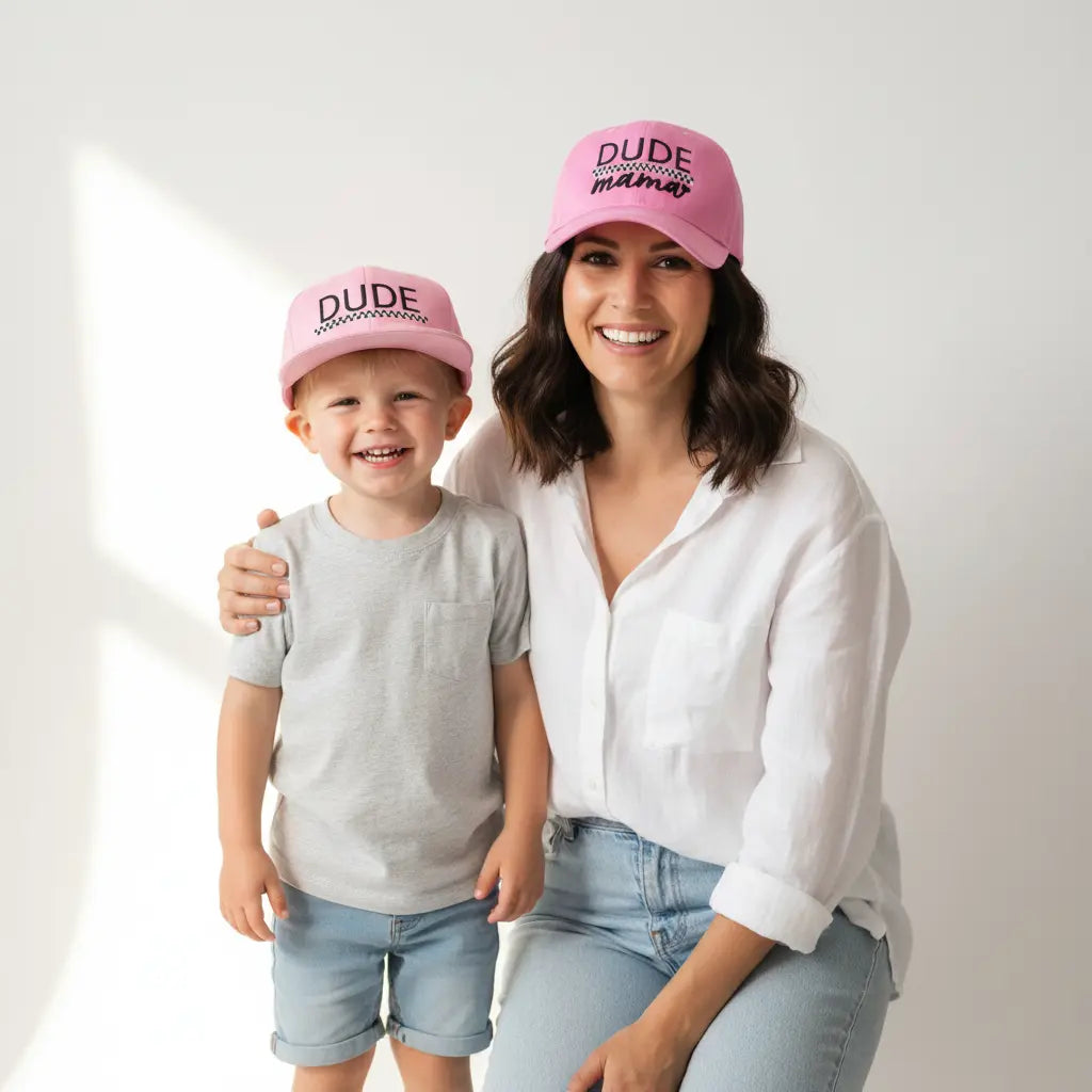 Light Pink + Checkered Dude Mama Hat Dude Mama
