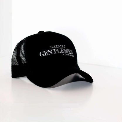 Boy Mom Hat | Raising Gentlemen Mama Hat. Hat is a little further back in picture.