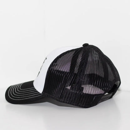 Black + White w/ Contrast Stitching Dude Mama | Boy Mom Hat Dude Mama