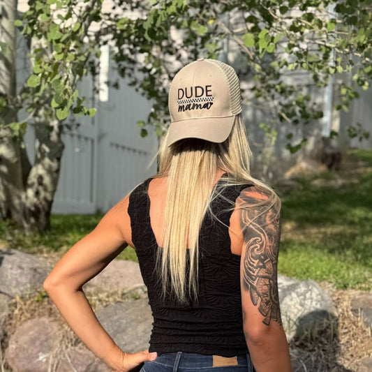 Dude Mama Checkered Tan Hat