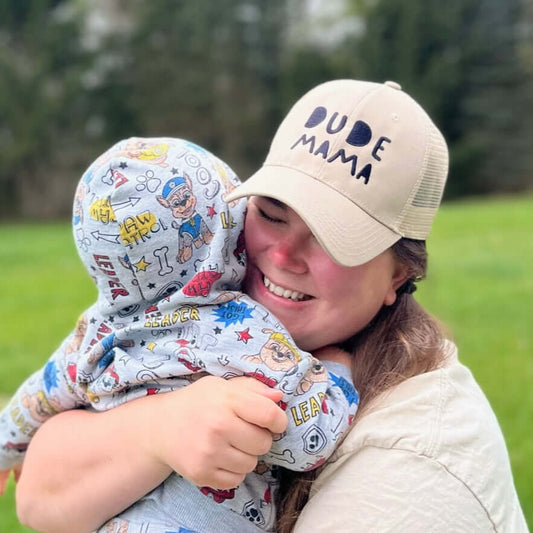 Dude Mama Black Embroidered Tan Hat