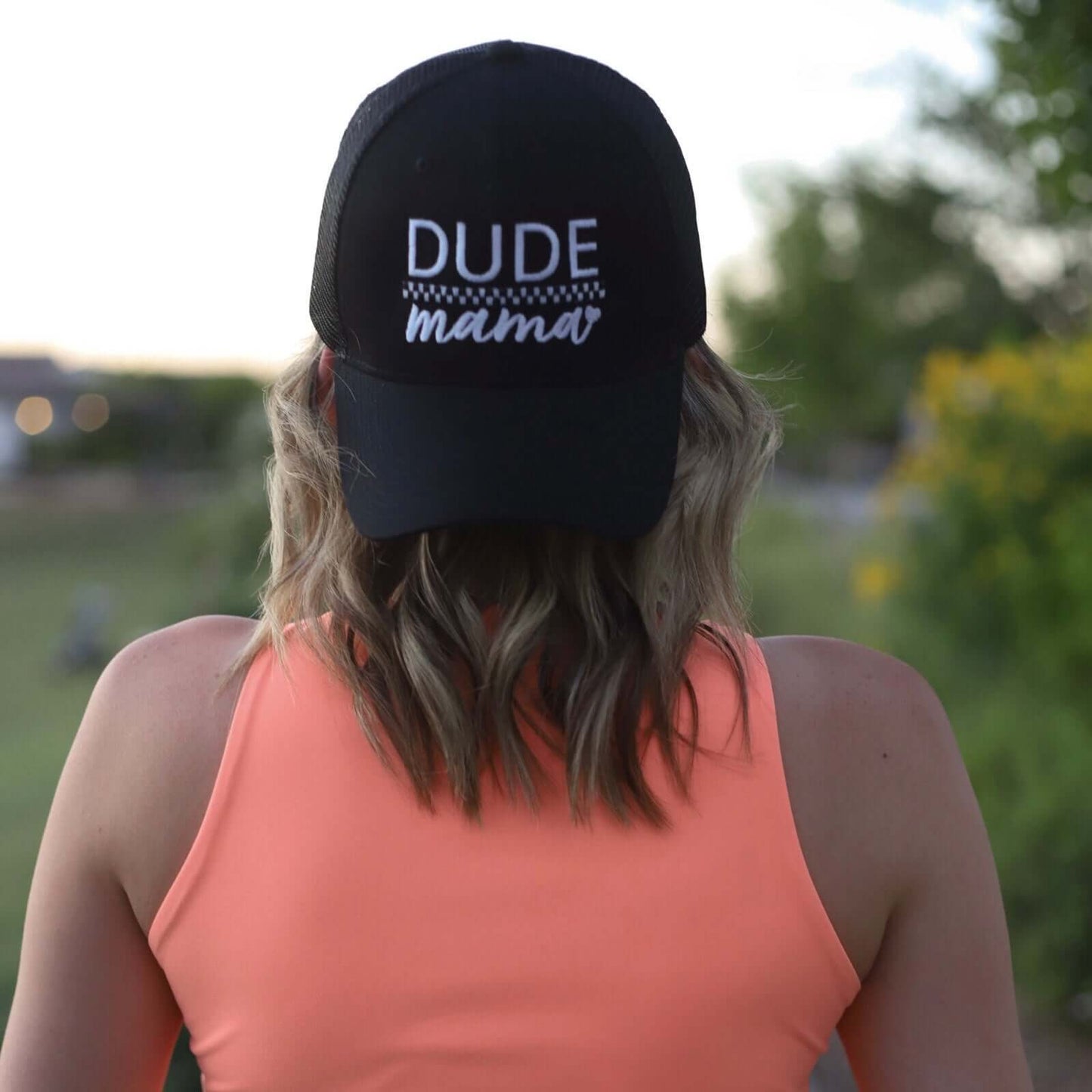 Dude Mama Checkered Black Hat