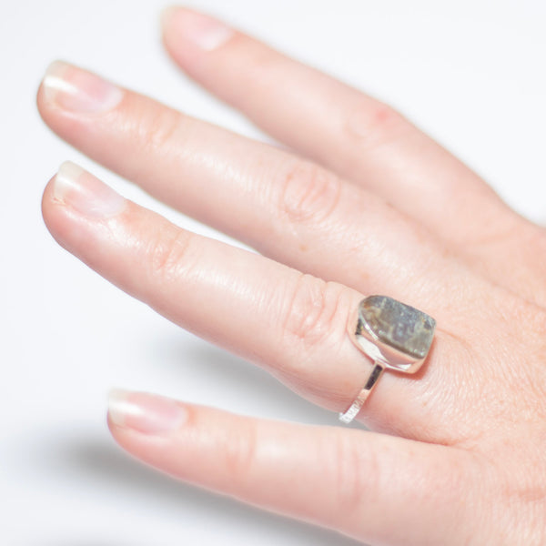 Labradorite Ring | 'Dude Mama' Engraved