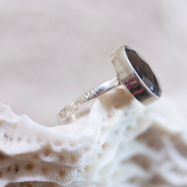 Smoky Quartz Ring | 'Dude Mama' Engraved