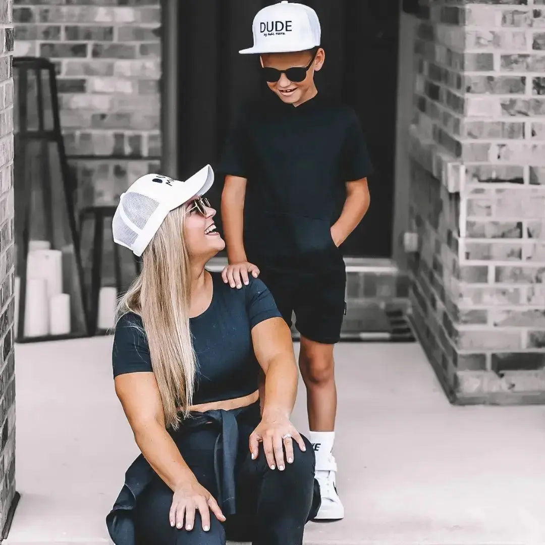 White Matching Hats for Dude & Mama Dude Mama