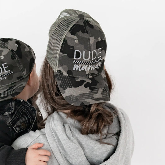 Camo + Checkered Dude Mama Hat Dude Mama