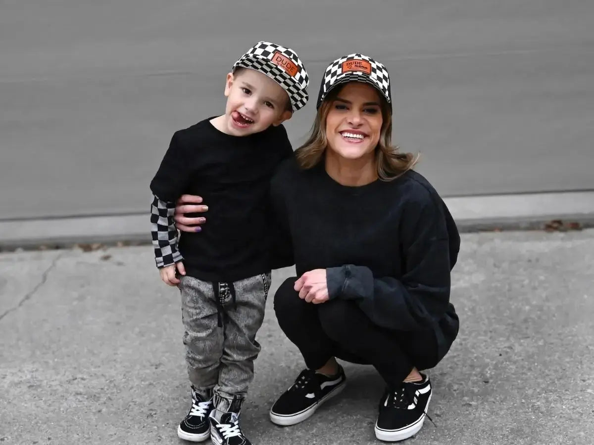 Checkered Matching Hats for Dude & Mama Dude Mama