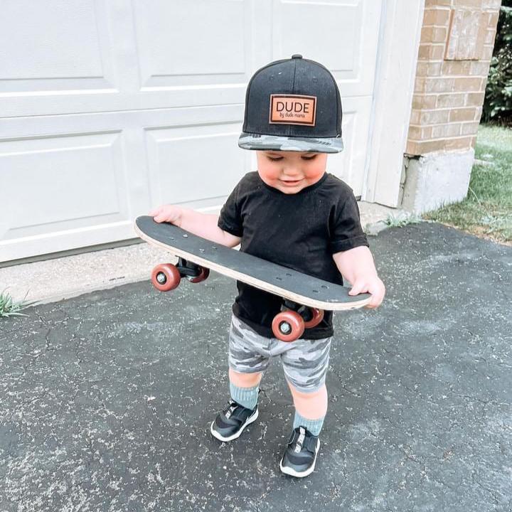 Black w/ Camo Brim Trucker Hat